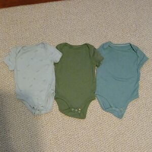 Cloud Island Green and Teal Bodysuits Set